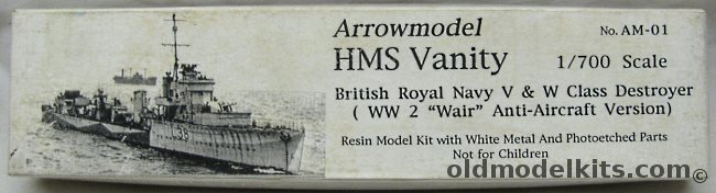 Arrowmodel 1/700 HMS Vanity V and W Class Destroyer WW2 'Wair' AA Version, AM-01 plastic model kit